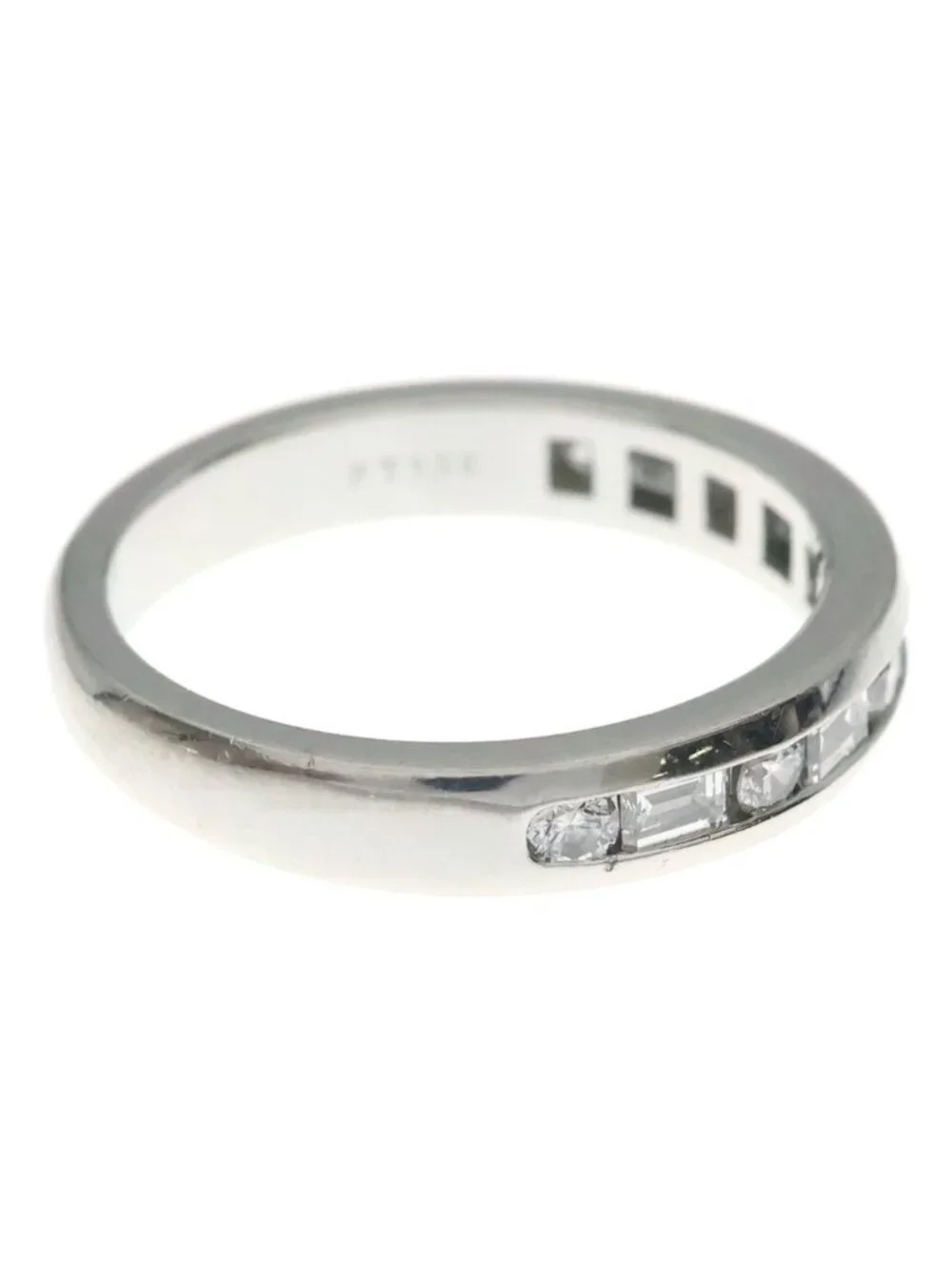 Tiffany & Co Half Eternity Channel Setting Baguette Cut Diamond Ring Platinum